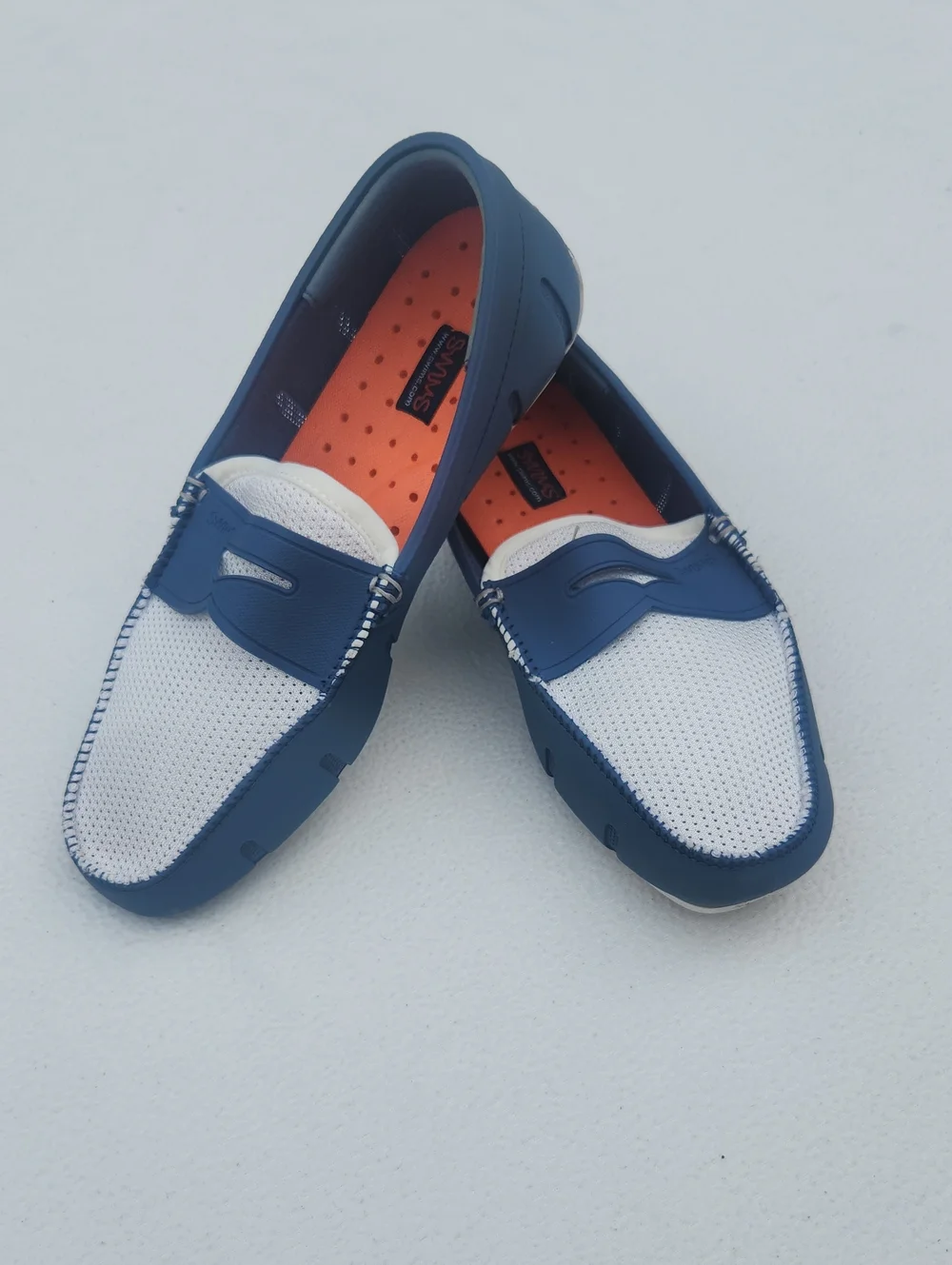 ​SWIMS Men's Penny Loafer Navy Blue White Water Resistant Boat Shoes Size 7